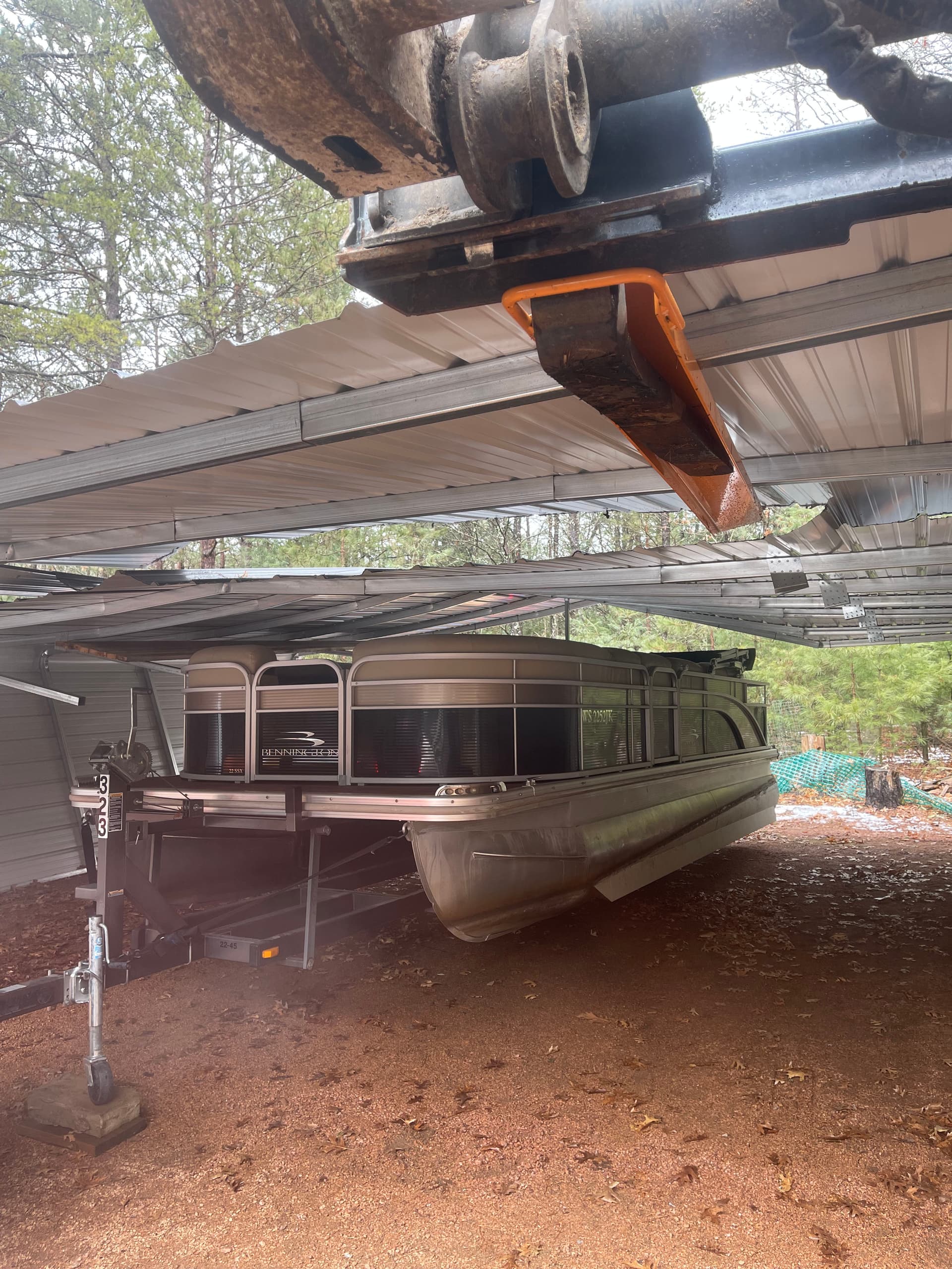 Gallery photos for Pontoon Rescued from a Collapsed Snow-Damaged Shelter at Lake DuBay: Image #2